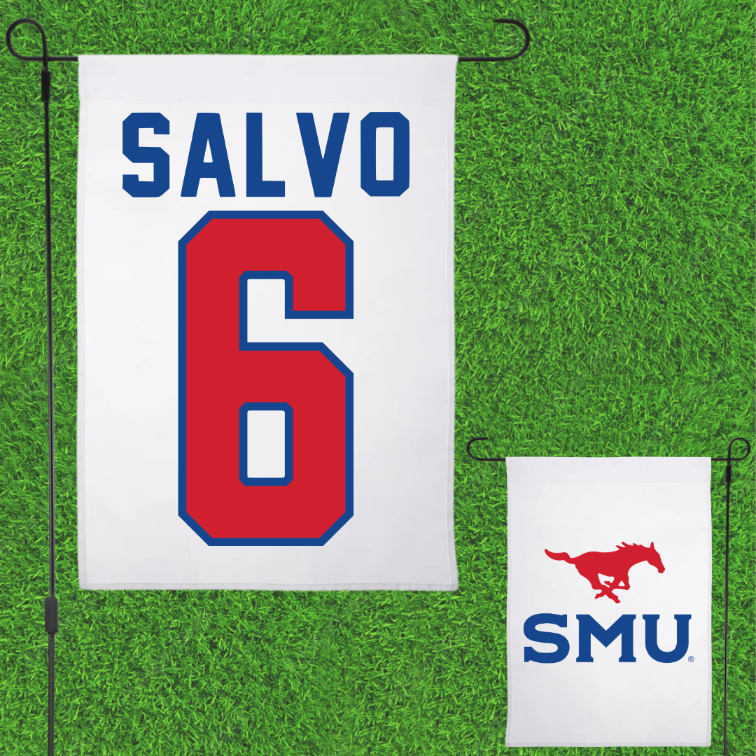 Southern Methodist University Soccer White Garden Flag - #6 Alex Salvo