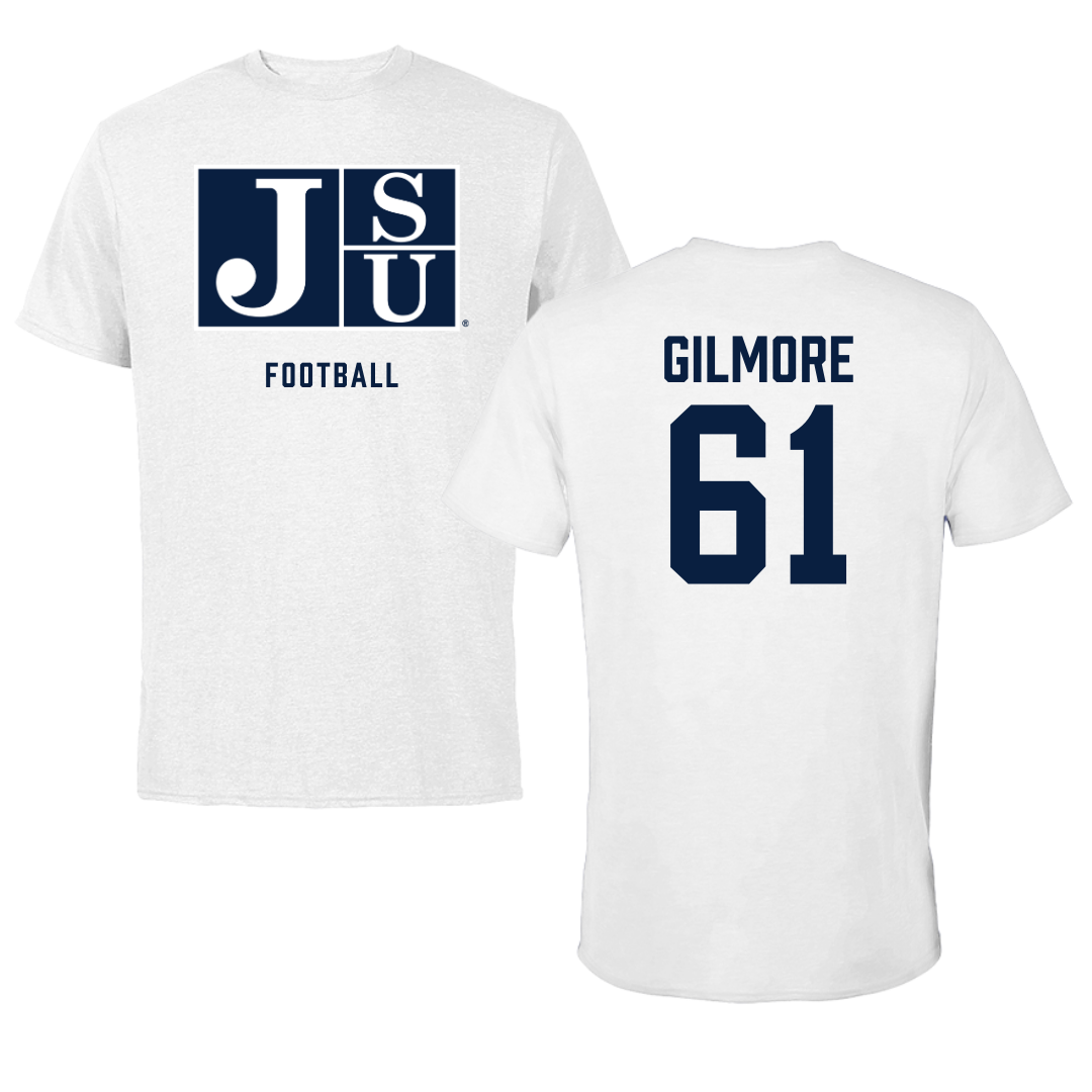 Jackson State University Football White Performance Tee - #61 Zyon Gilmore