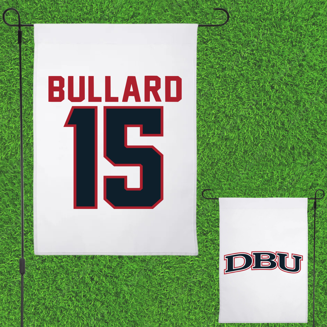 Dallas Baptist University Basketball White Garden Flag - #15 Isaac Bullard
