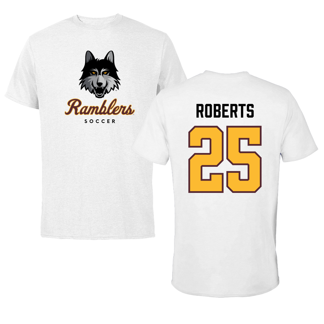 Loyola University-Chicago Soccer White Ramblers Tee - #25 Emily Roberts