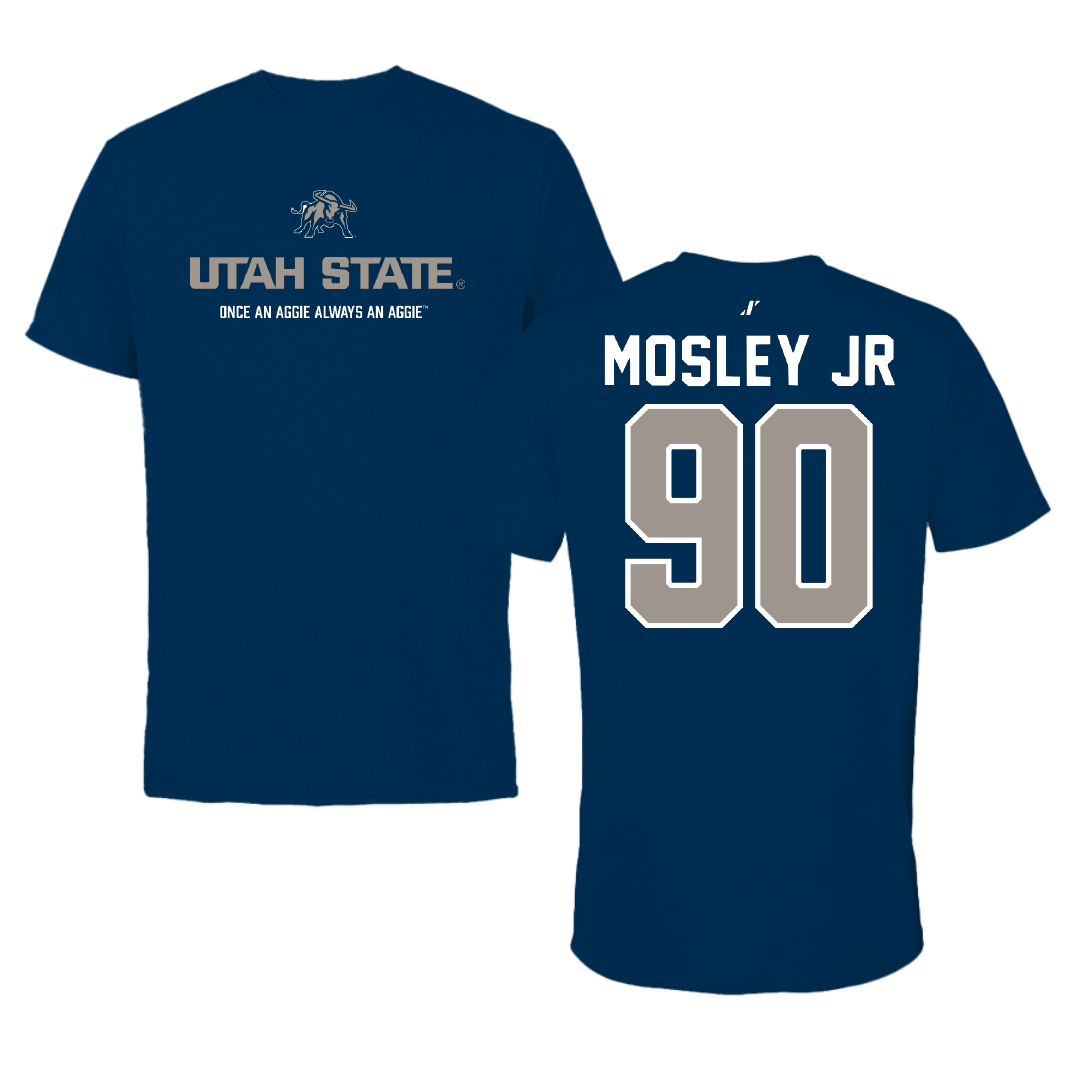 Utah State University Football Navy General Tee - #90 Clifton Mosley Jr