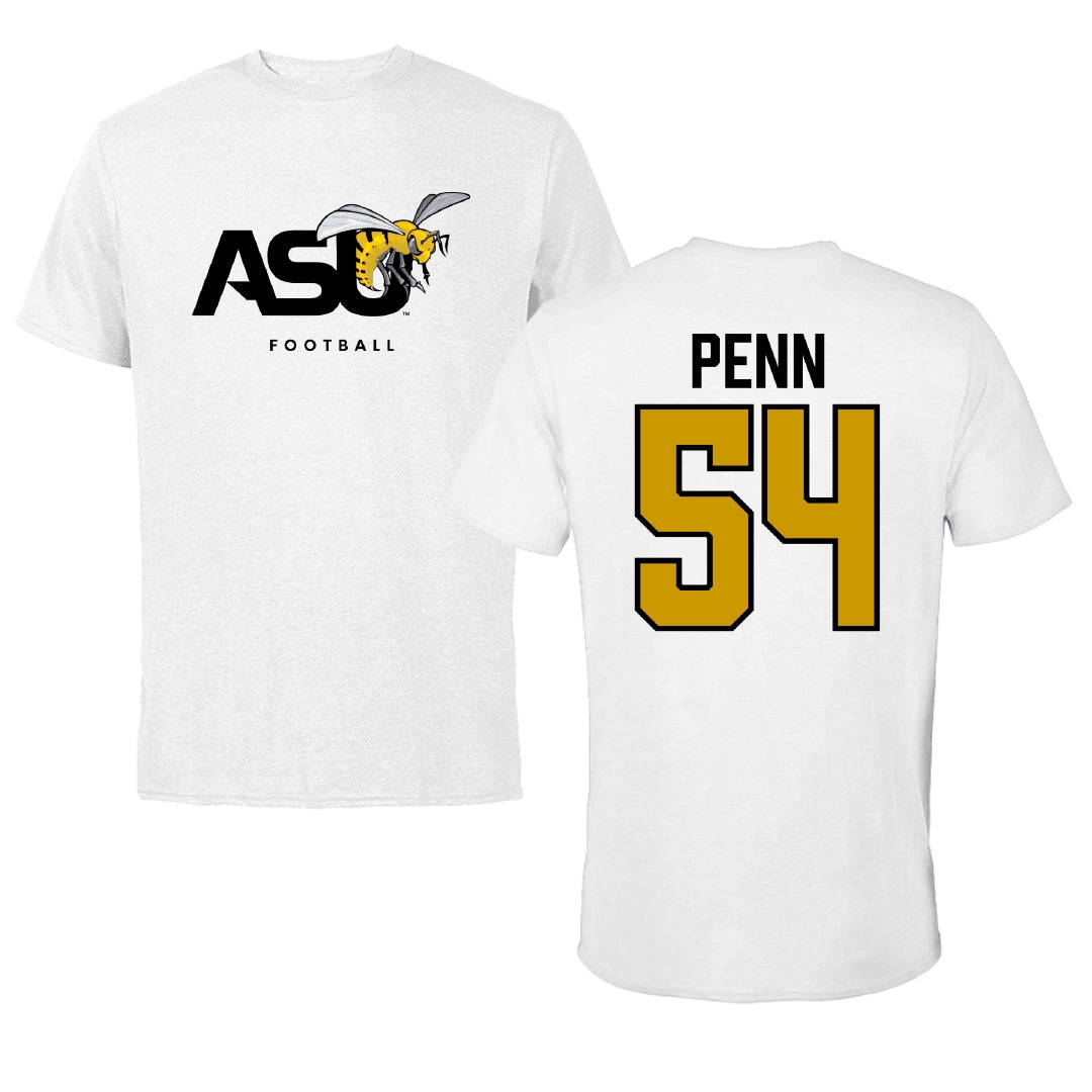 Alabama State University Football White ASU Tee - #54 Dezmond Penn