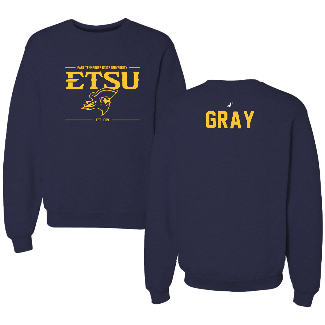 East Tennessee State University TF and XC Navy General Crewneck - Bonita Gray