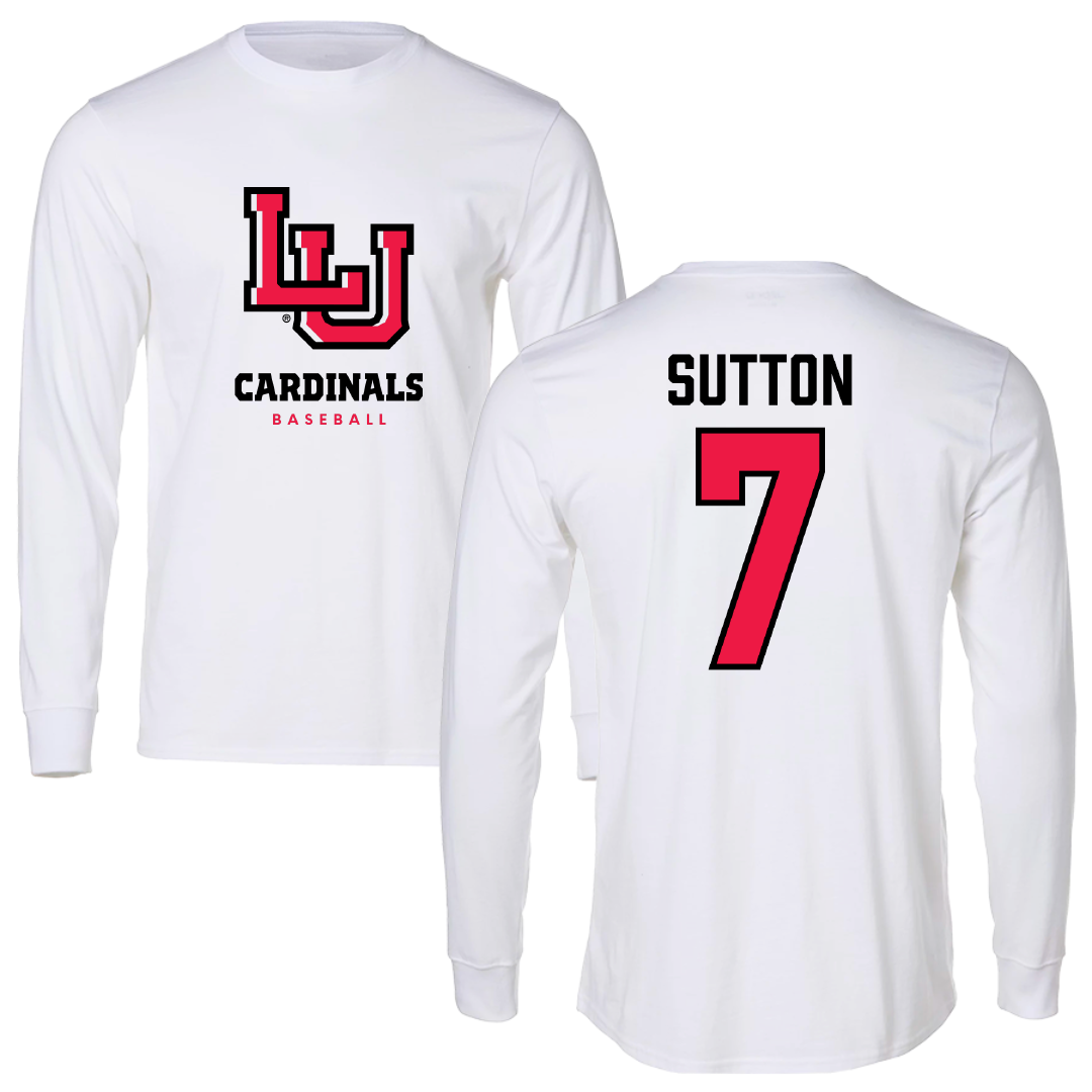 Lamar University Baseball White Performance Long Sleeve - #7 Carter Sutton