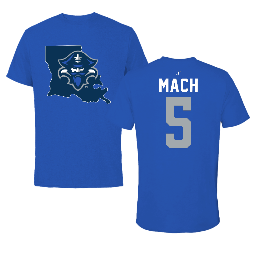 University of New Orleans Baseball Blue State Tee - #5 Dylan Mach