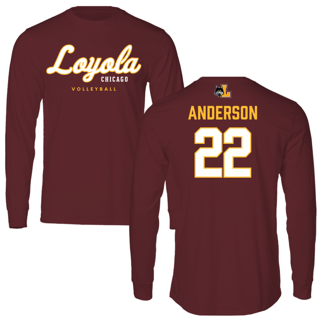 Loyola University-Chicago Volleyball Maroon Block Long Sleeve - #22 Lukas Anderson