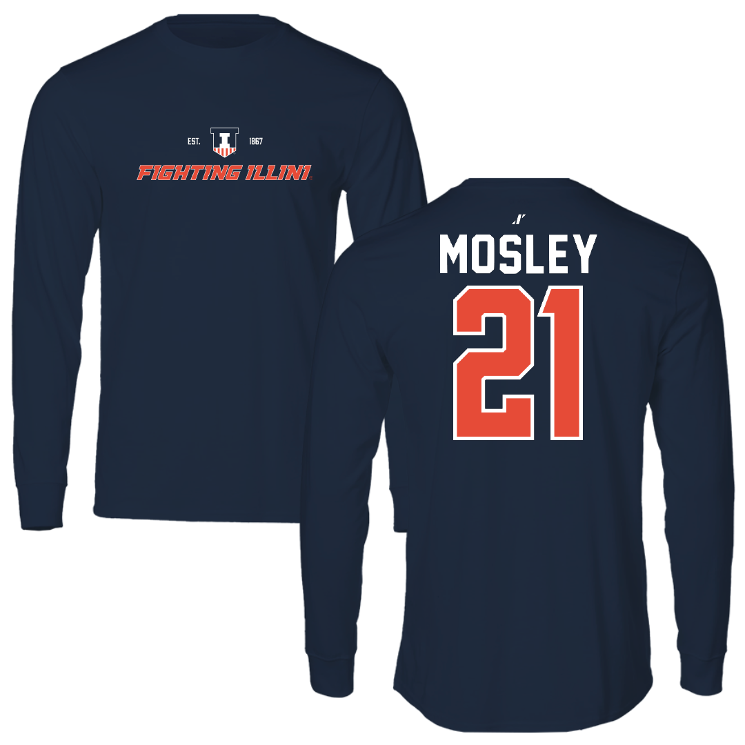 University of Illinois Softball Navy General Performance Long Sleeve - #21 Delaney Mosley