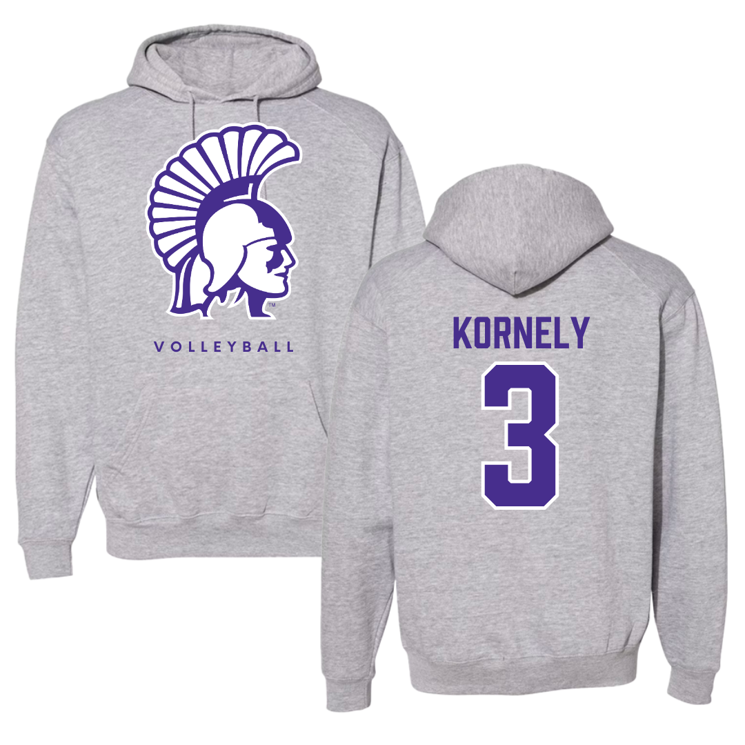 Winona State University Volleyball Gray Hoodie - #3 Kenna Kornely