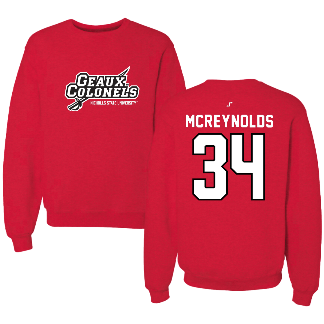 Nicholls State University Soccer Red General Crewneck - #34 Mallory McReynolds