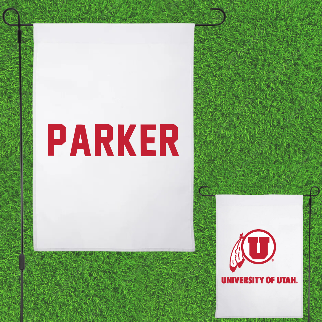 University of Utah Skiing White Garden Flag - Katie Parker