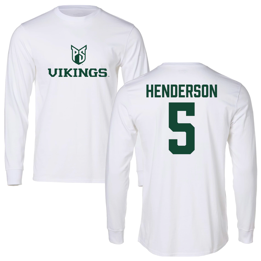 Portland State University Basketball White Performance Long Sleeve - #5 Jaylin Henderson
