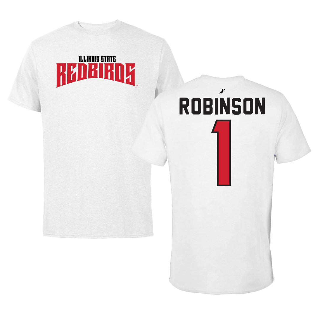 Illinois State University Baseball White Classic Performance Tee - #1 Shai Robinson