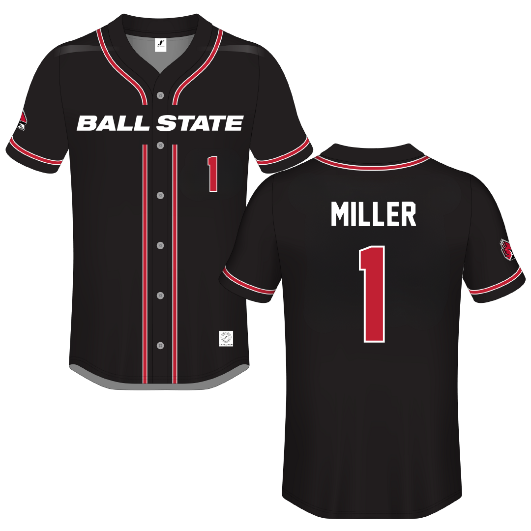 Ball State University Black Button-Down Jersey - #1 Grant Miller