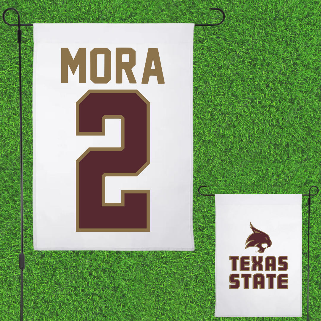 Texas State University Baseball White Garden Flag - #2 Chase Mora