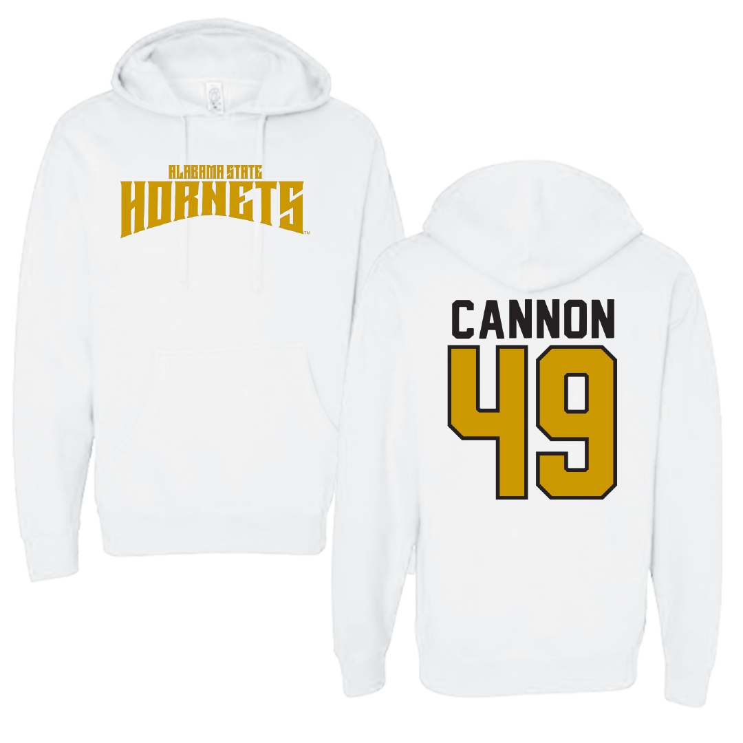 Alabama State University Football White Classic Hoodie - #49 Baylor Cannon