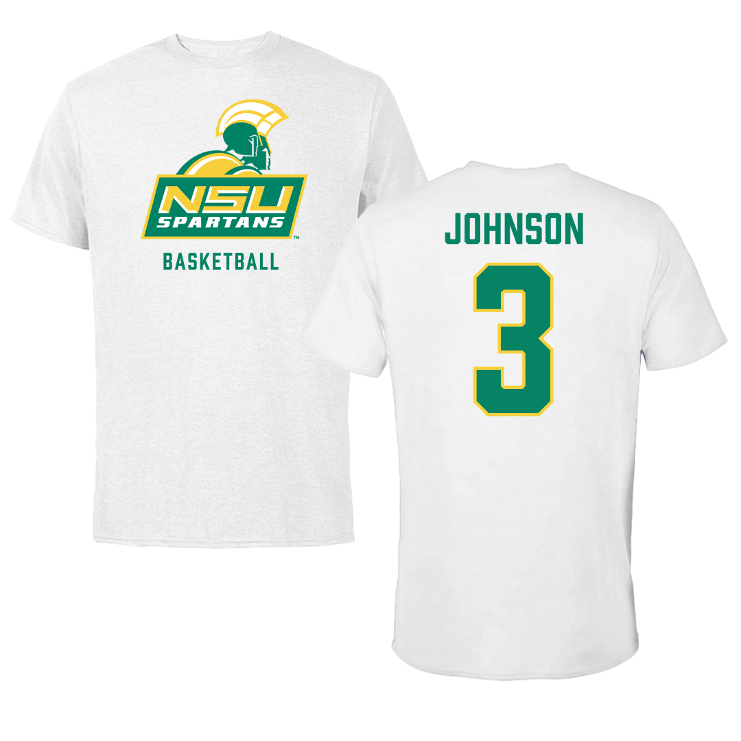 Norfolk State University Basketball White Tee - #3 Diamond Johnson