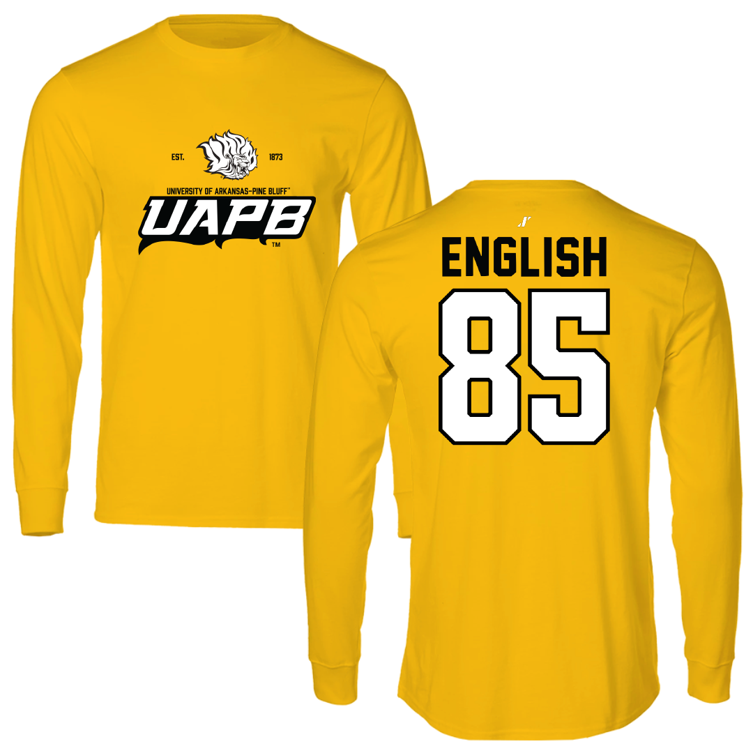 University of Arkansas-Pine Bluff Football Gold General Performance Long Sleeve - #85 Kevin English