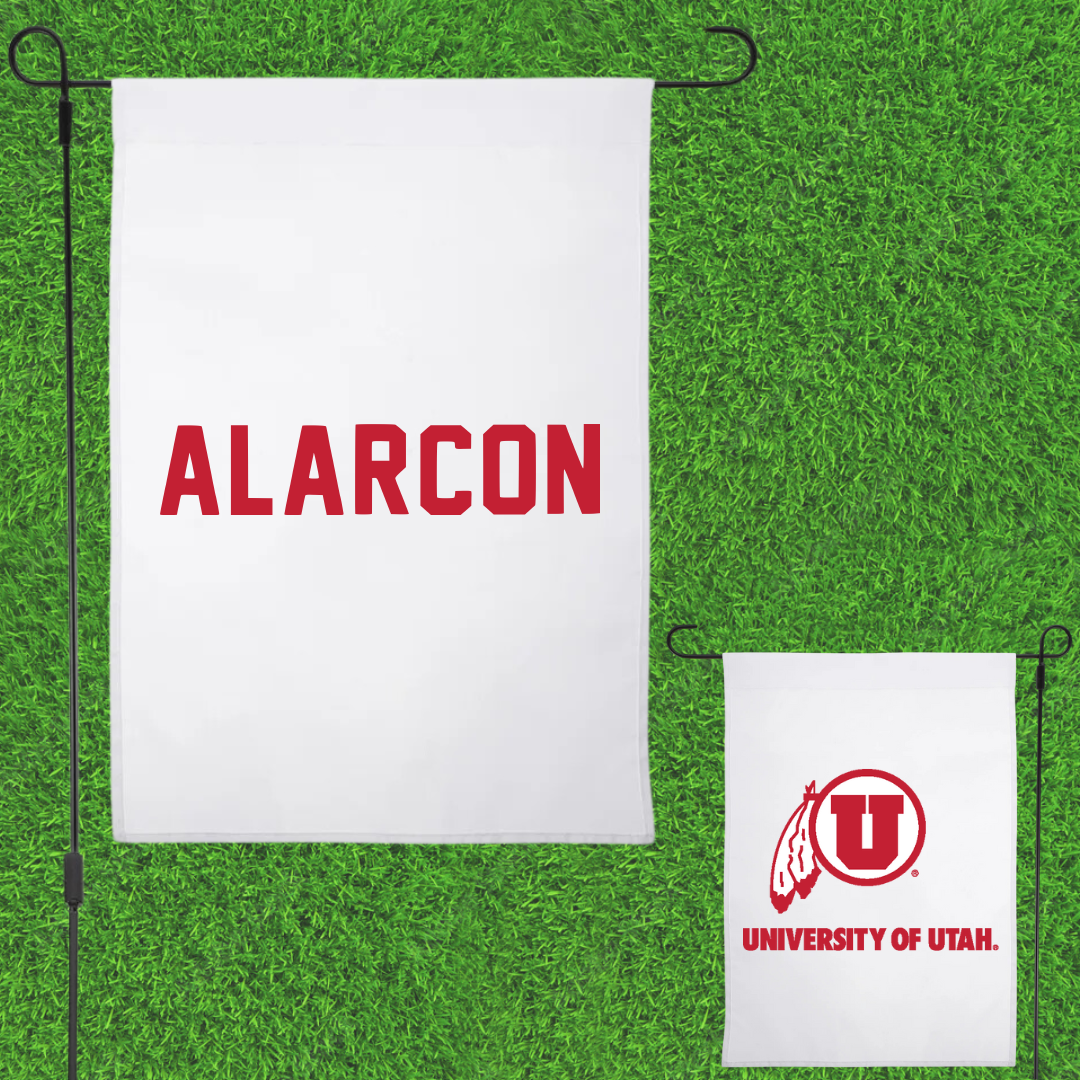 University of Utah Swimming & Diving White Garden Flag - Landon Alarcon