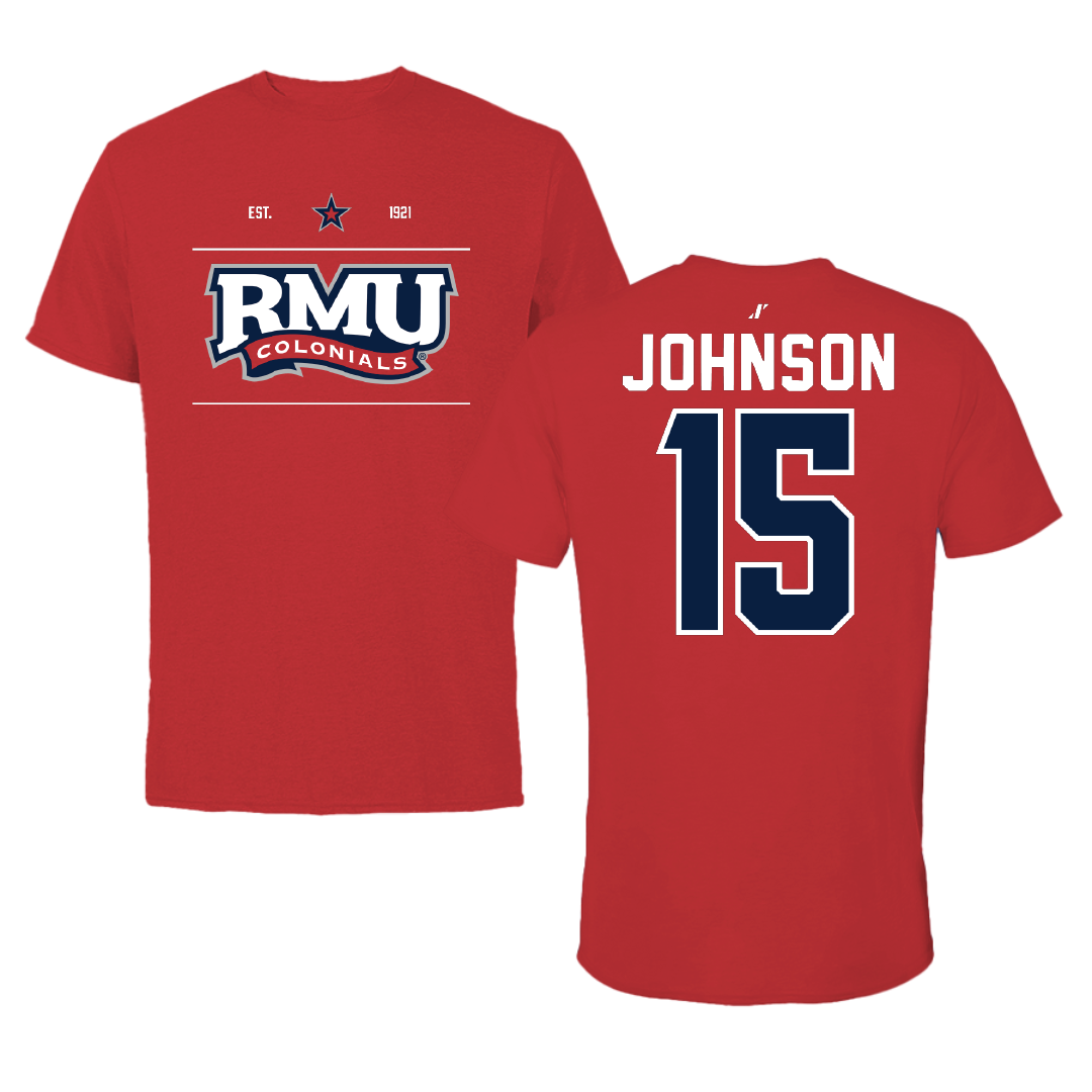 Robert Morris University Basketball Red General Tee - #15 Natalie Johnson
