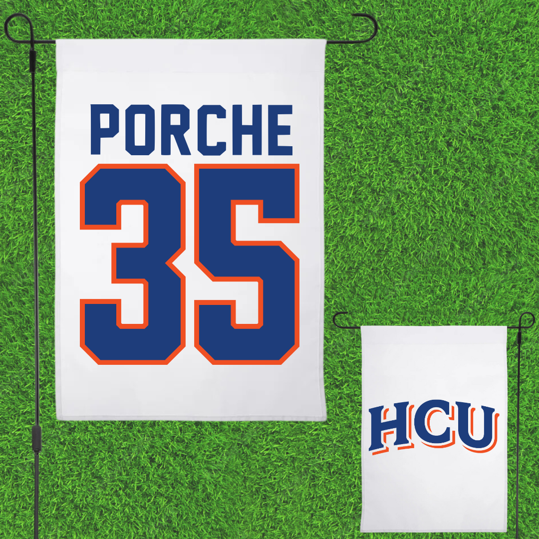 Houston Christian University Baseball White Garden Flag - #35 Ryan Porche
