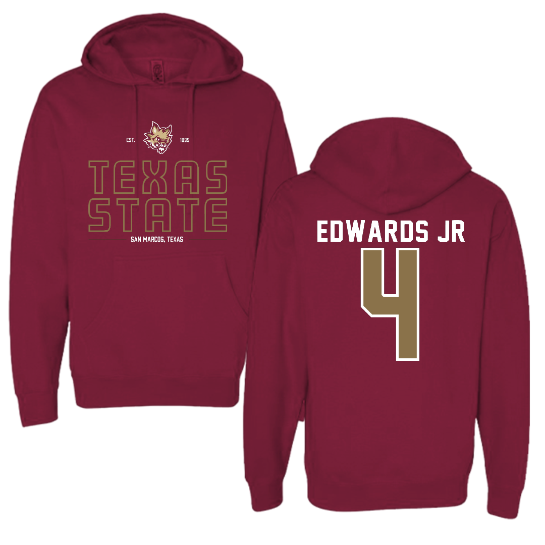 Texas State University Football Maroon General Hoodie - #4 Alonzo Edwards Jr