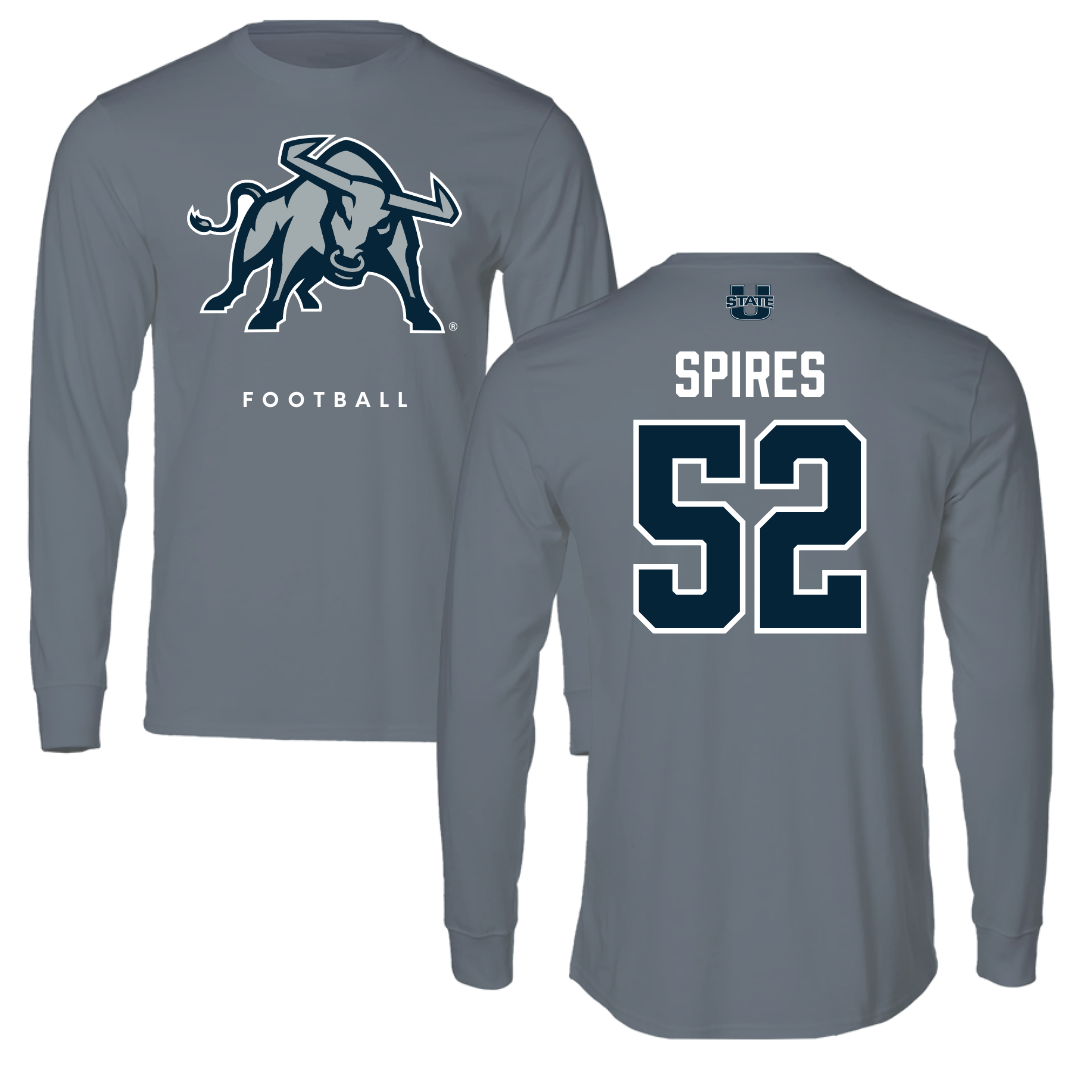 Utah State University Football Gray Performance Long Sleeve - #52 Blaine Spires