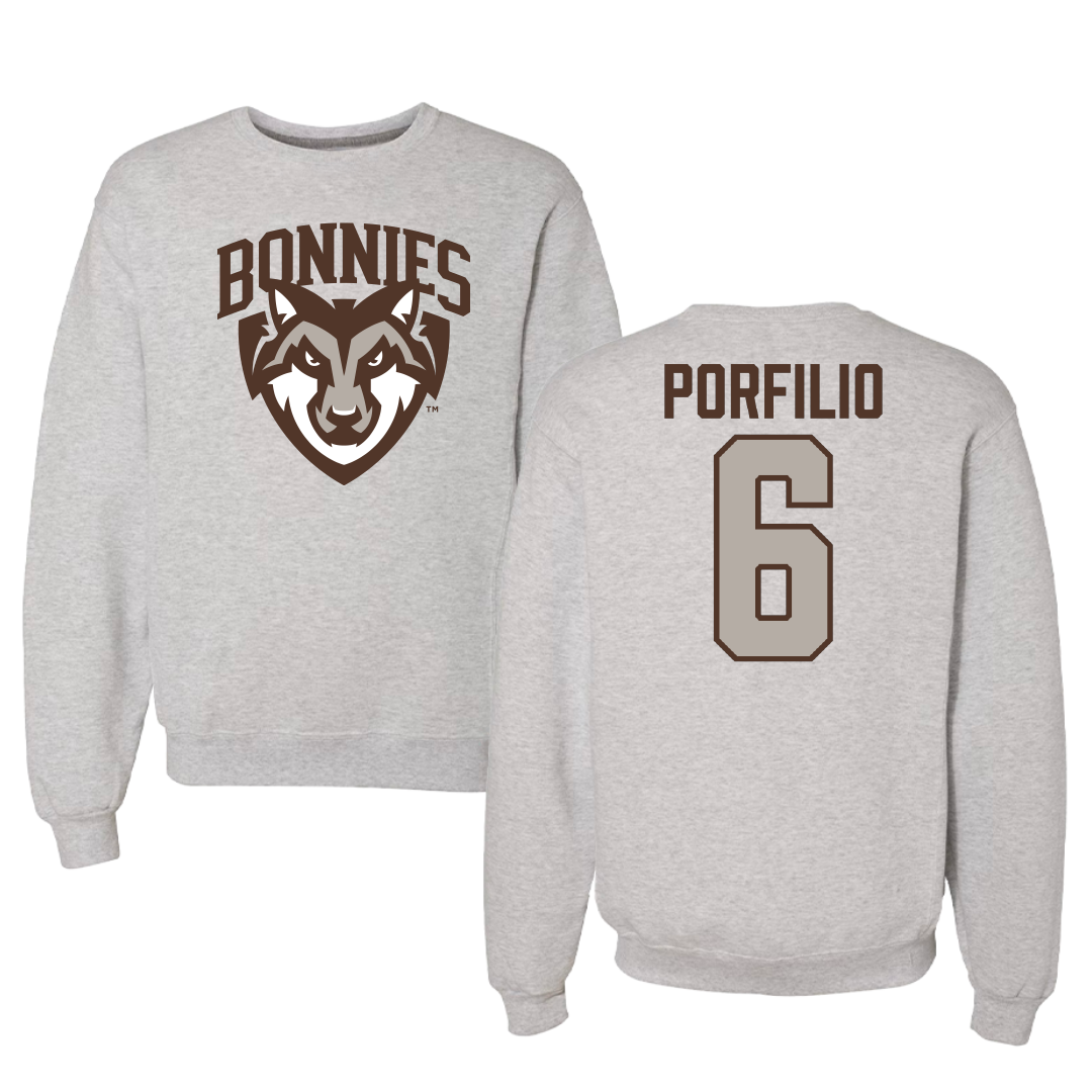 St. Bonaventure University Lacrosse Gray Crewneck - #6 Nick Porfilio
