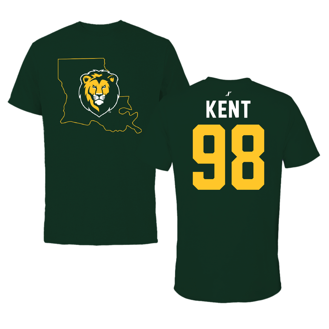 Southeastern Louisiana University Football Forest Green State Tee - #98 Austin Kent