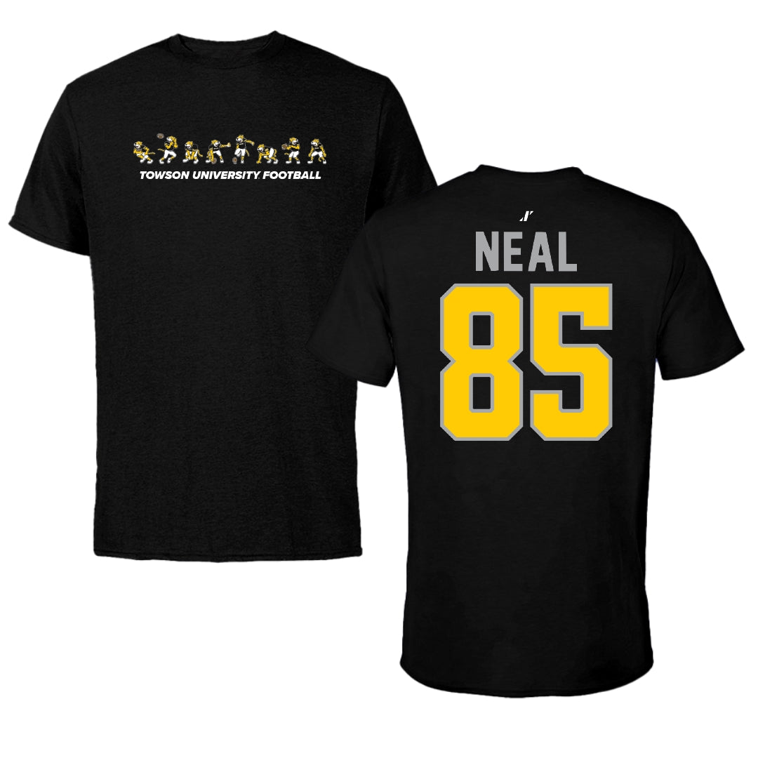 Towson University Football Black Cartoon Doc Team Tee - #85 Gordon Neal