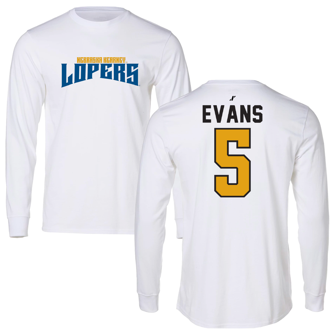 University of Nebraska at Kearney Basketball White Classic Performance Long Sleeve - #5 Sean Evans