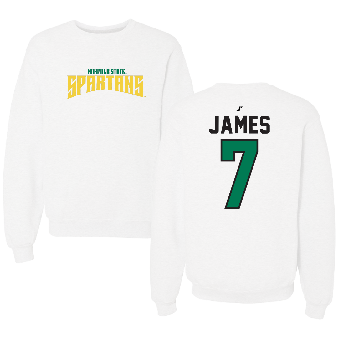 Norfolk State University Football White Classic Crewneck - #7 Nolan James