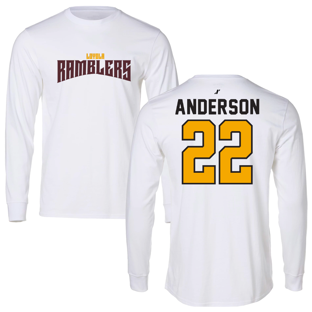 Loyola University-Chicago Volleyball White Classic Performance Long Sleeve - #22 Lukas Anderson