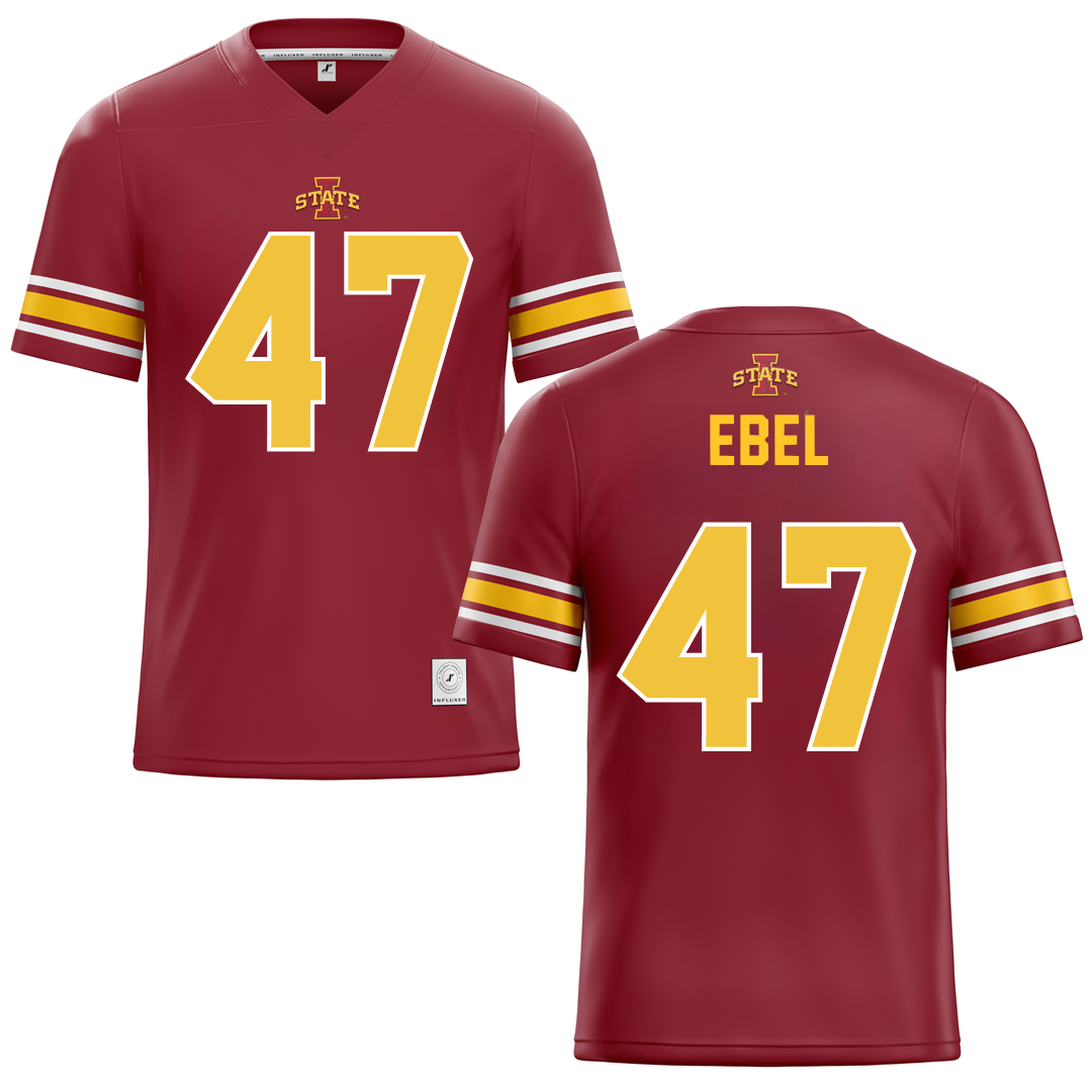 Iowa State University Red Football Jersey - #47 Kooper Ebel