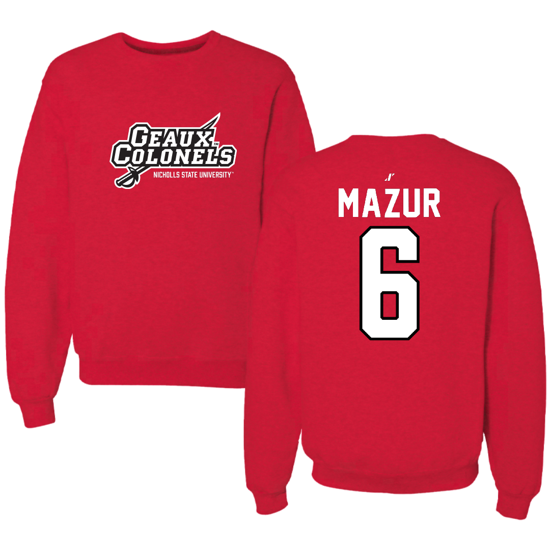 Nicholls State University Soccer Red General Crewneck - #6 Lillie Mazur