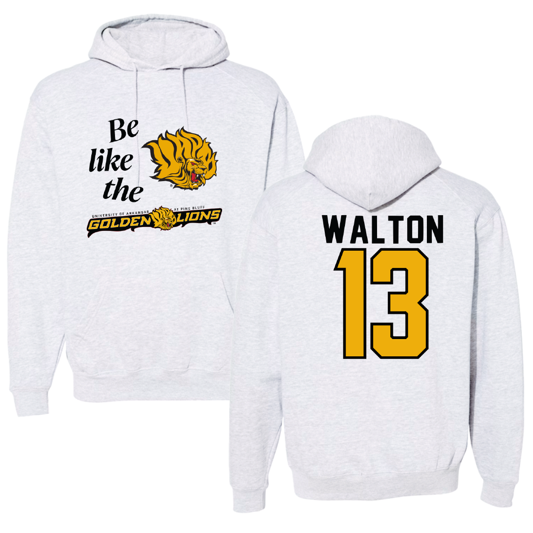 University of Arkansas-Pine Bluff Softball Light Gray Be Like Us Hoodie - #13 Justice Walton