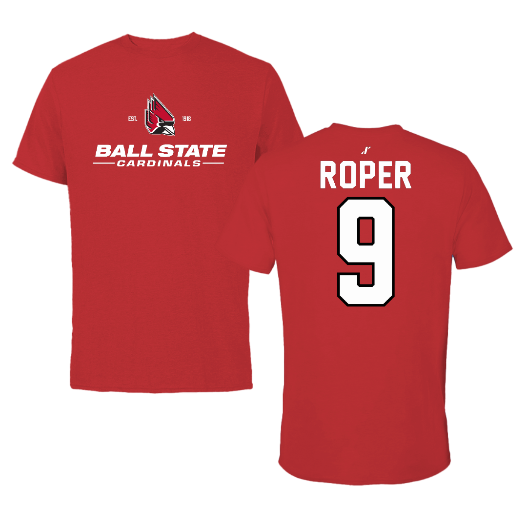 Ball State University Soccer Red General Tee - #9 Emily Roper