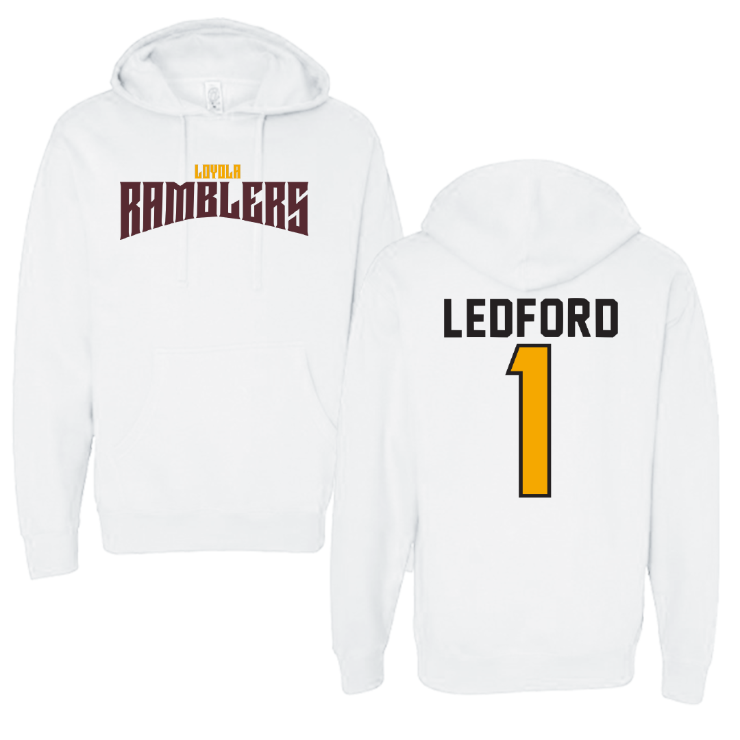 Loyola University-Chicago Volleyball White Classic Hoodie - #1 Charlie Ledford