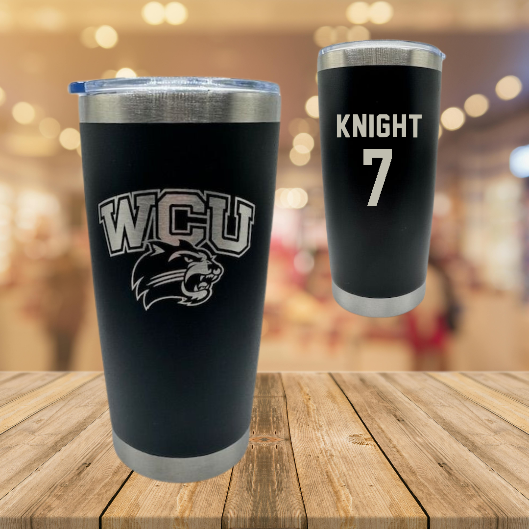 Western Carolina University Football Black Stainless Steel Tumbler - #7 Malik Knight