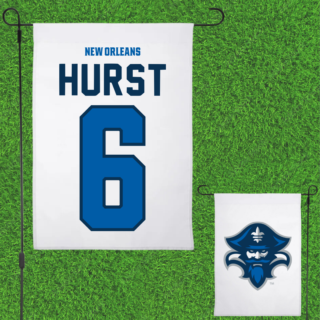 University of New Orleans Baseball White Garden Flag - #6 Dalton Hurst