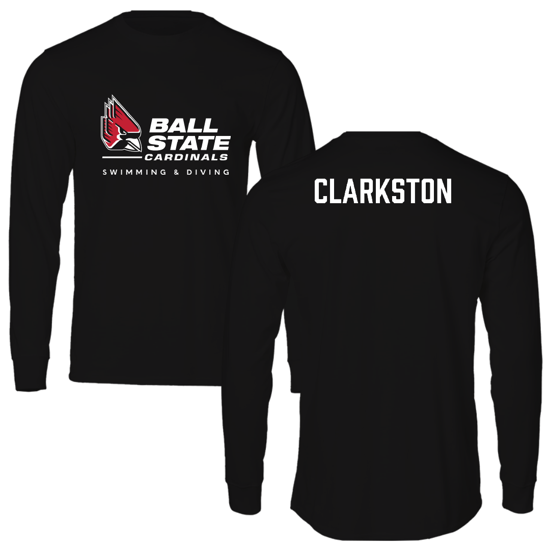 Ball State University Swimming & Diving Black Performance Long Sleeve - Benjamin Clarkston