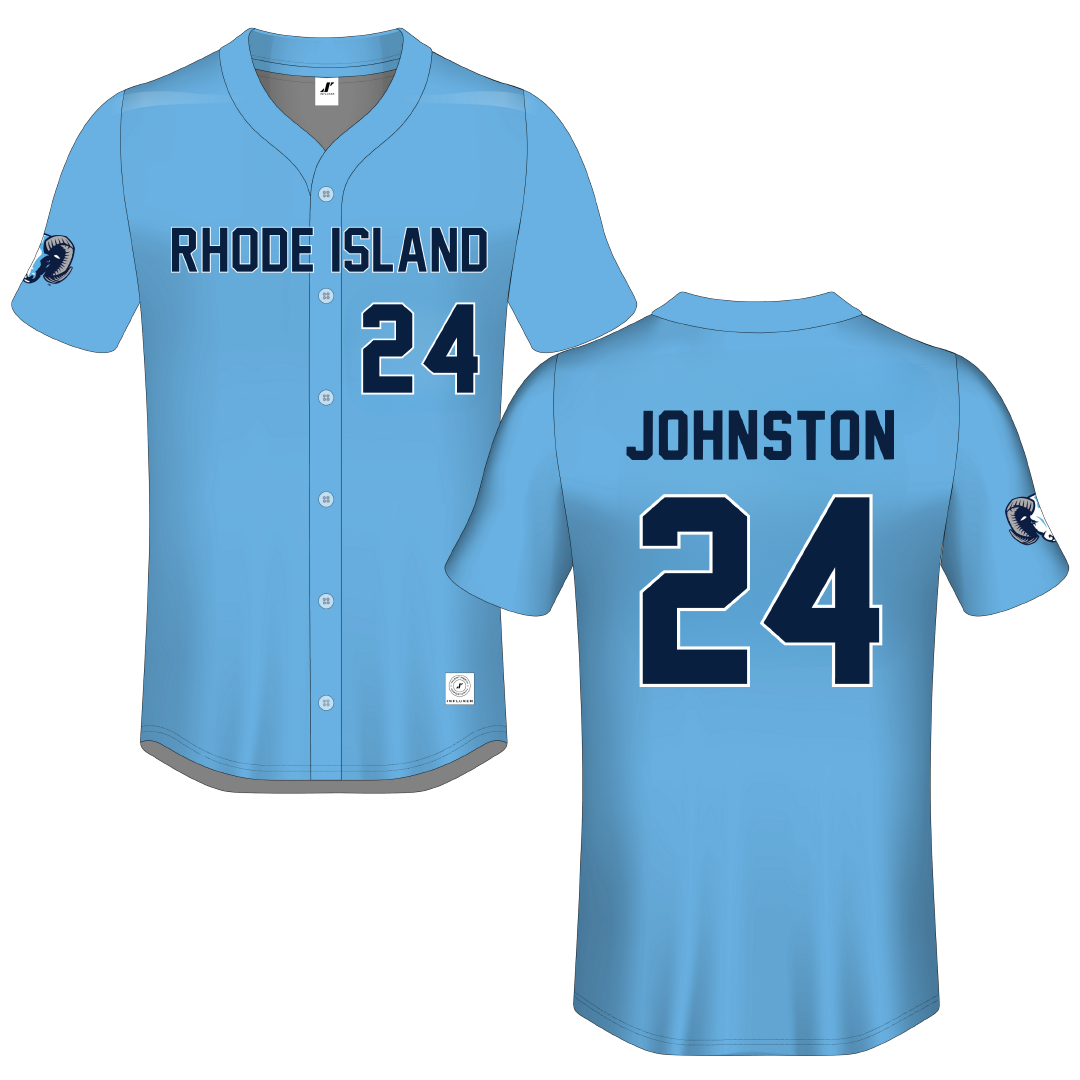 University of Rhode Island Blue Button-Down Jersey - #24 Connor Johnston