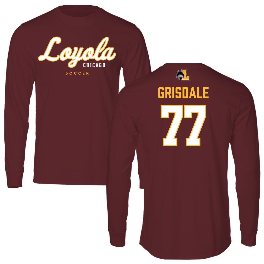 Loyola University-Chicago Soccer Maroon Block Performance Long Sleeve - #77 Faith Grisdale
