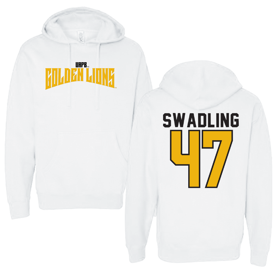 University of Arkansas-Pine Bluff Football White Classic Hoodie - #47 Andrew Swadling