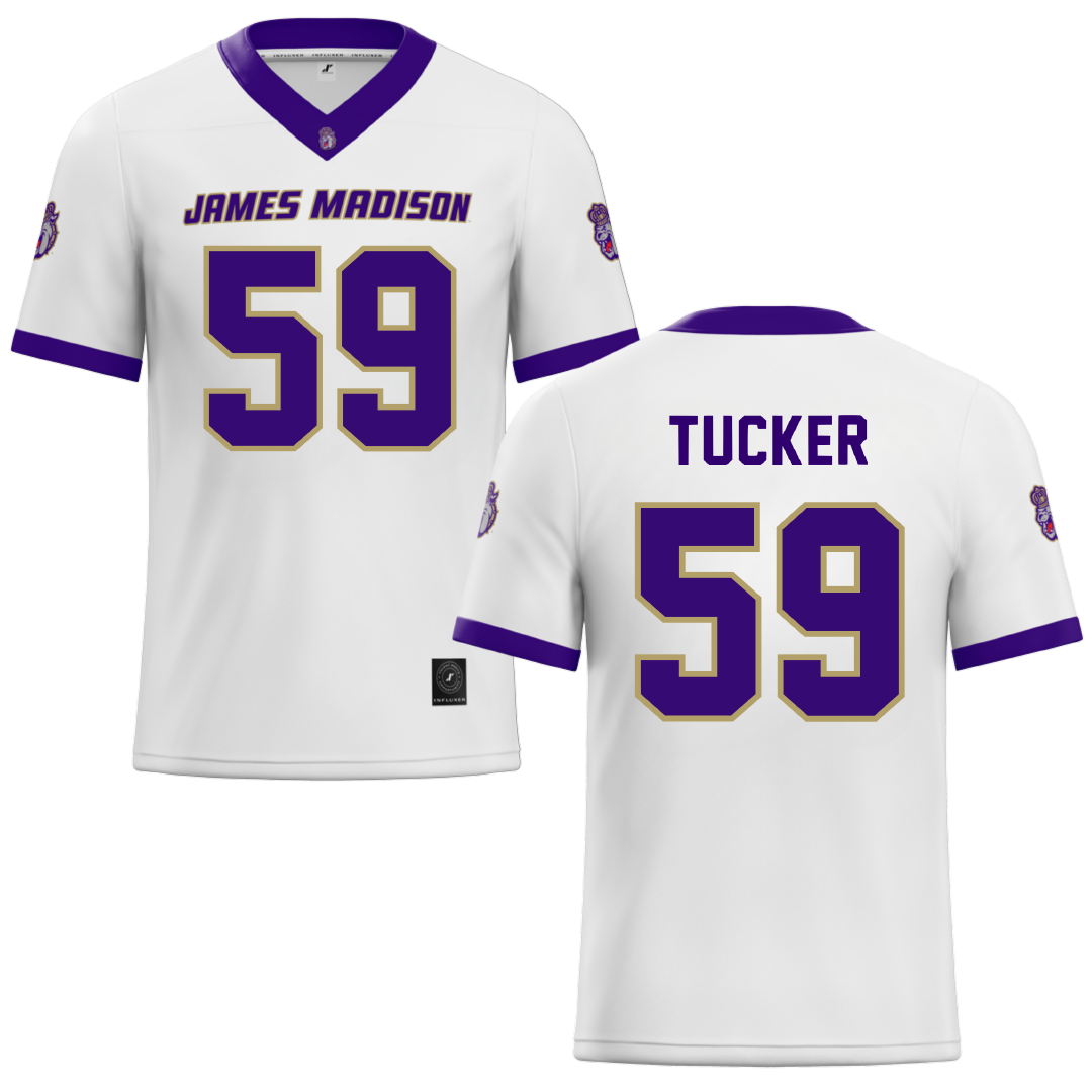 James Madison University White Football Jersey - #59 Tyrique Tucker
