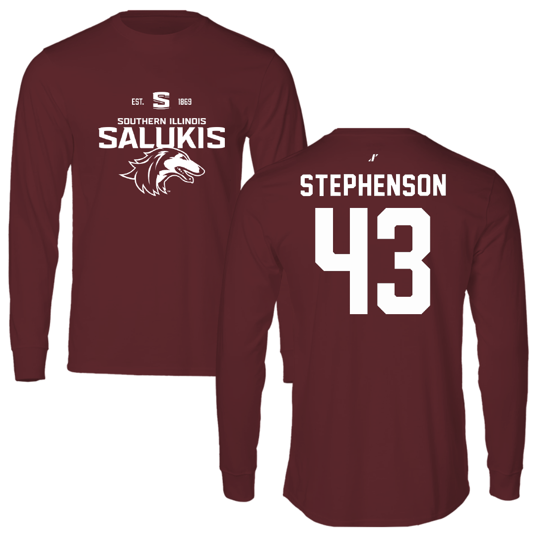 Southern Illinois University at Carbondale Football Maroon General Performance Long Sleeve - #43 Cade Stephenson