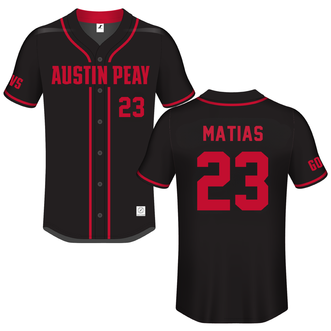 Austin Peay State University Black Button-Down Jersey - #23 Andres Matias