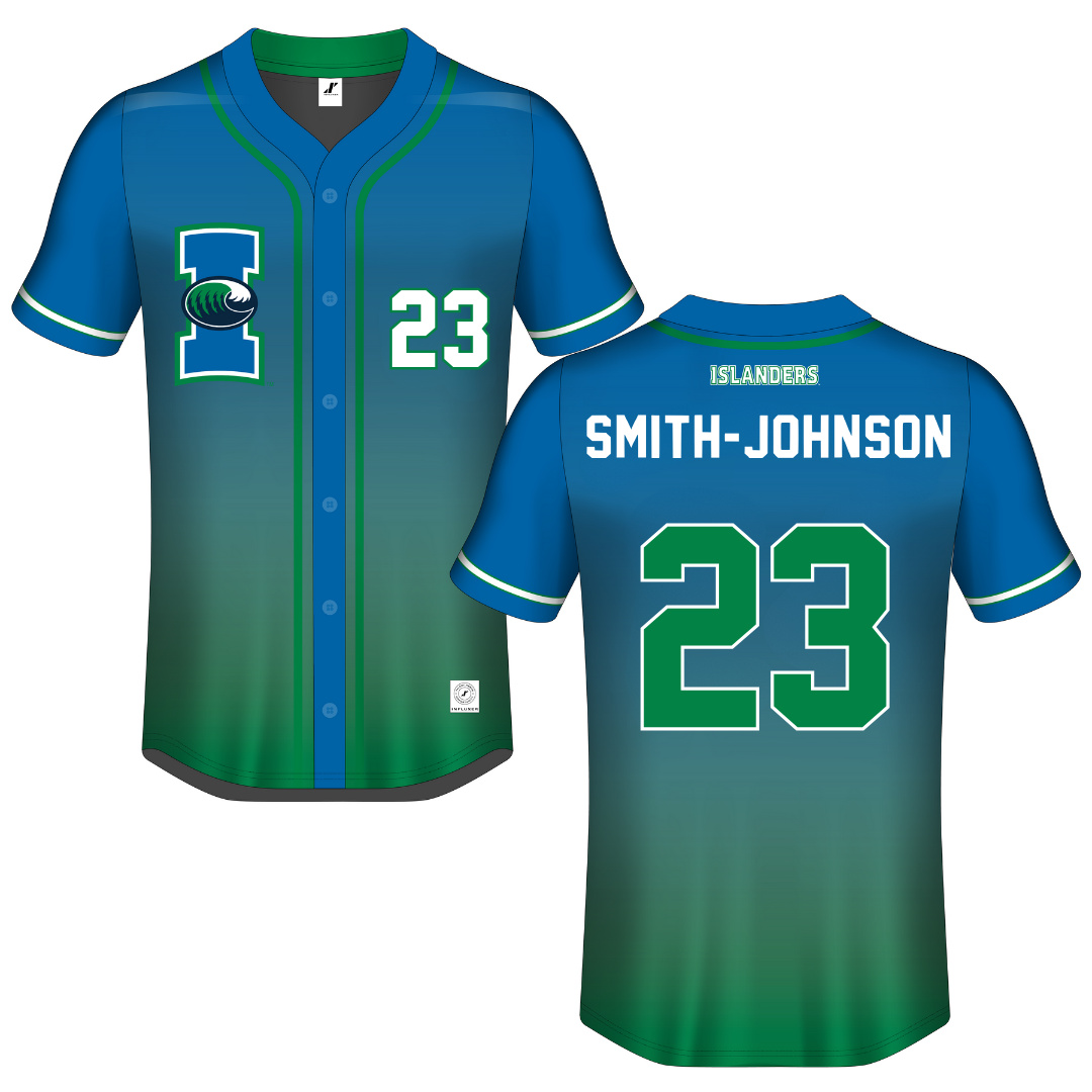 Texas A&M University-Corpus Christi Blue Gradient Button-Down Jersey - #23 Christian Smith-Johnson