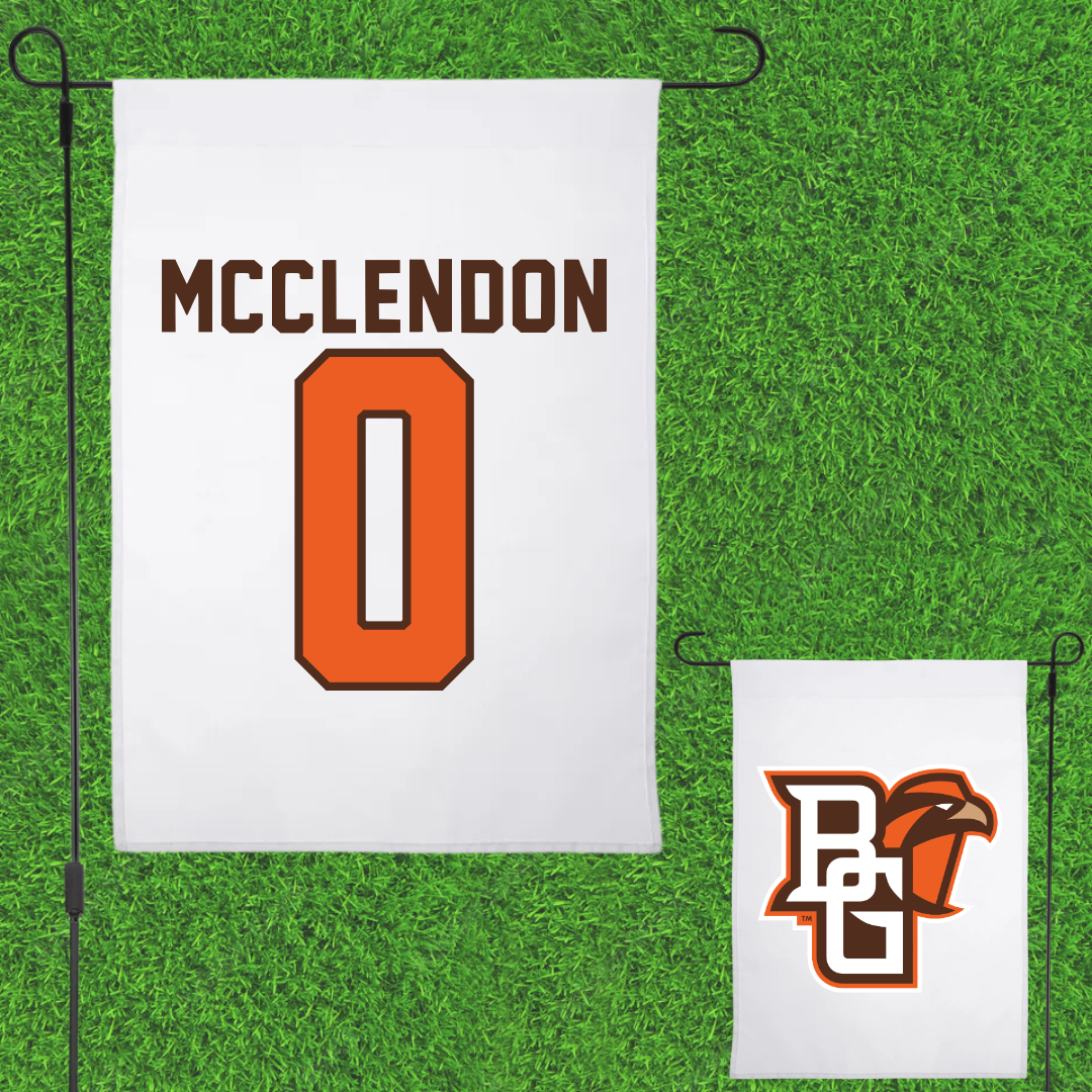 Bowling Green State University Football White Garden Flag - #0 Darius McClendon