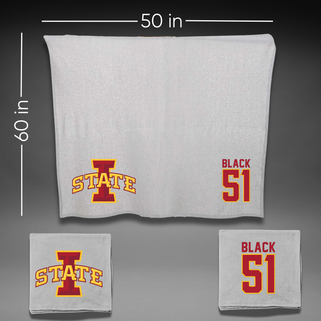 Iowa State University Football Gray Blanket - #51 Brendan Black