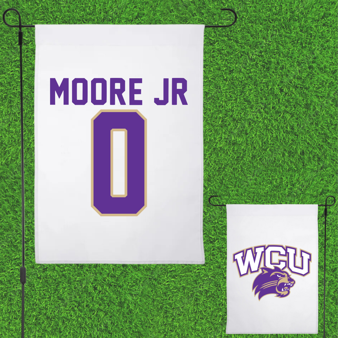 Western Carolina University Football White Garden Flag - #0 Ken Moore Jr